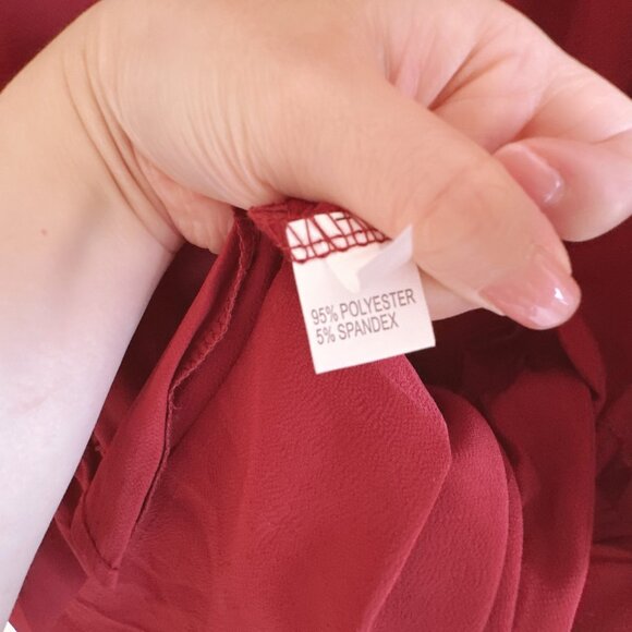 Dark Red Elastic Tie Waist Tiered Maxi Skirt - Picture 4 of 4